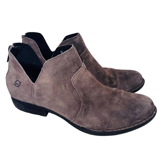 Born Kerri Final Suede Ankle Boots 9 Gray Brown Distressed Western Boho Cottage - Picture 2 of 12